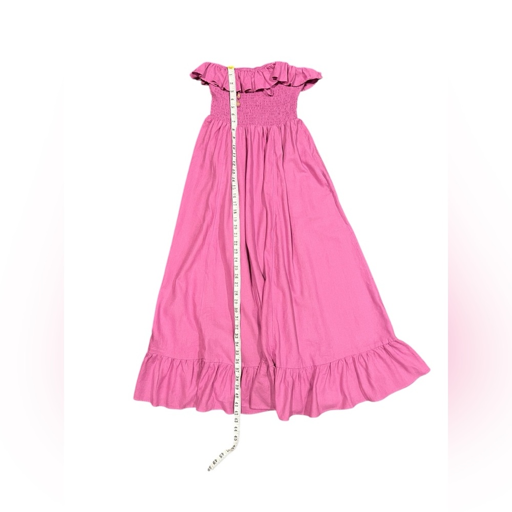 NWOT FREE PEOPLE Dress Womens Lush Life Linen Strapless Midi Opera Mauve Size S - Picture 12 of 16